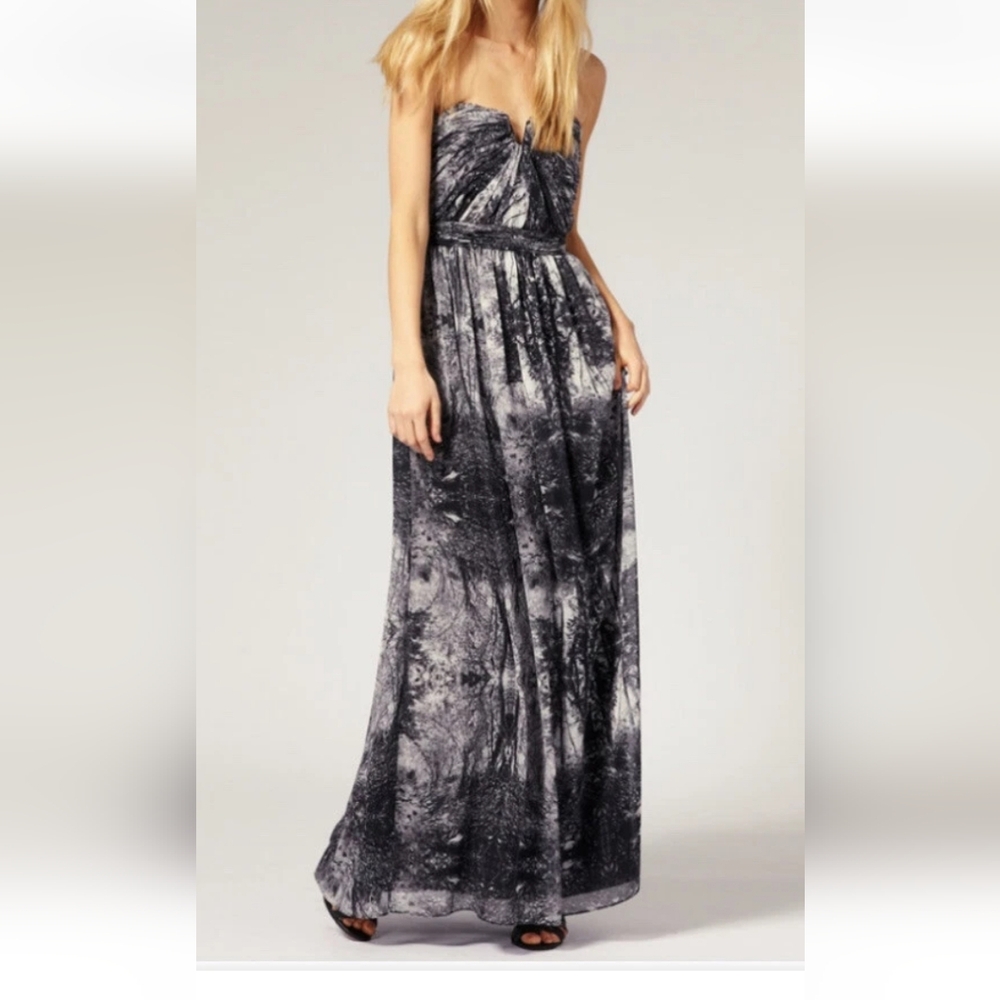 Ted Baker Black and White Strapless Dress
